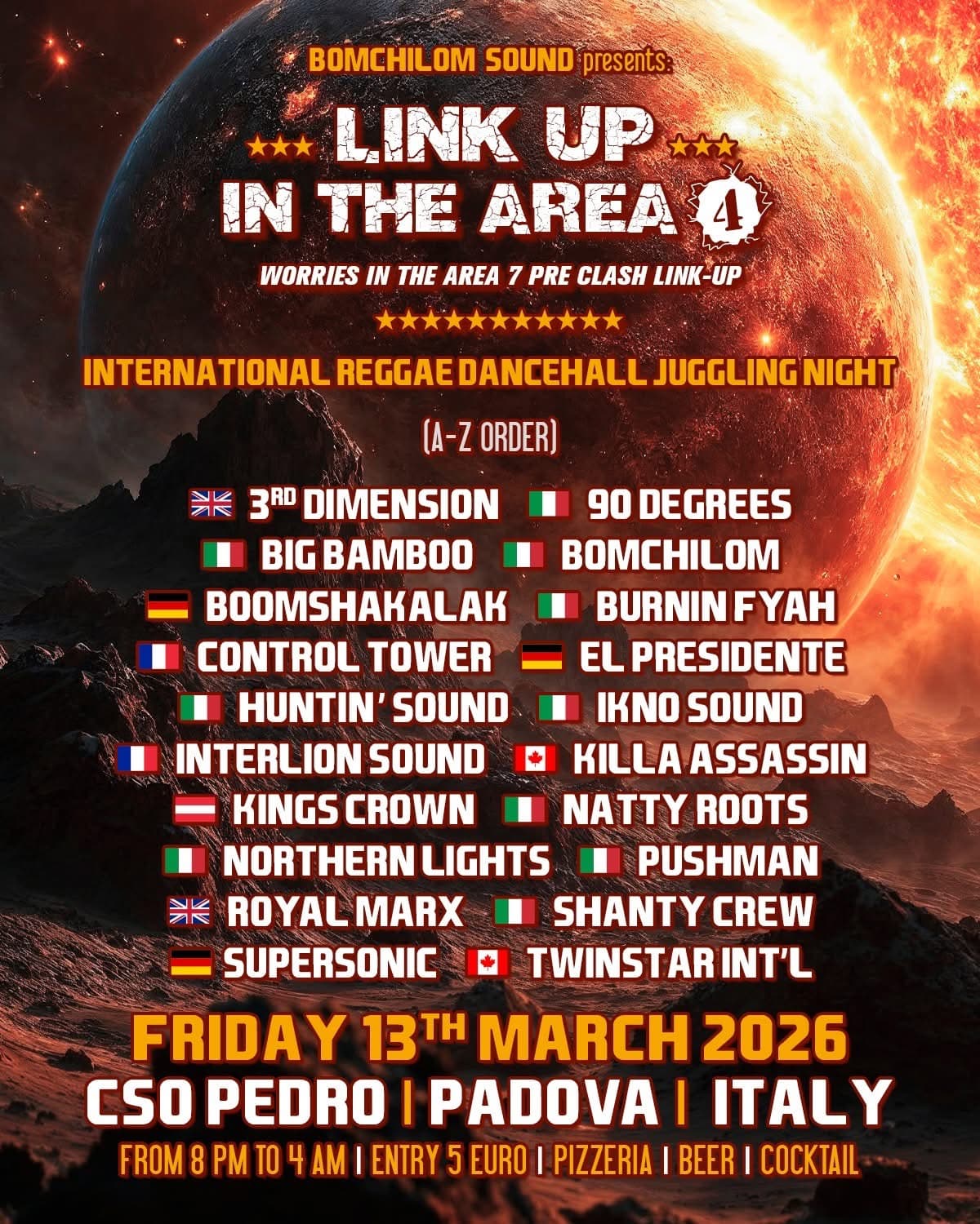 Link Up In The Area 4 - International Reggae Dancehall Juggling Night - 20 Sound Systems in Padova Italy